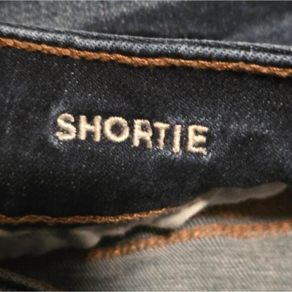 American Eagle Outfitters Women's Dark Blue Denim Shortie Shorts - Picture 2 of 7